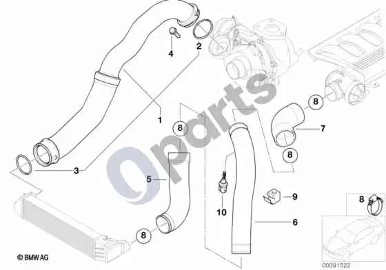 BMW 3 E46 įsiurbimo kolektorius-superkrovimo oro kanalas; ... - 2003.03 – schema