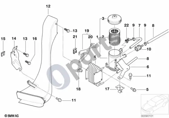 BMW 3 E46 kuro tiekimas/filtras; ... - 2001.09 – schema