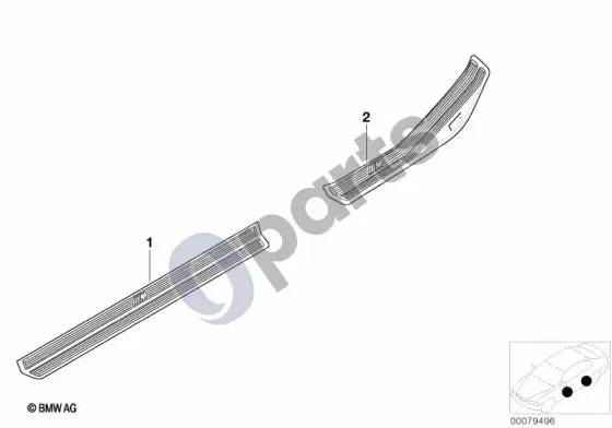 BMW 3 E46 m įlipimo apdailos papildomas montavimas – schema
