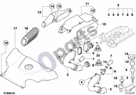 BMW 3 E46 oro masės jutiklis / įsiurbimo triukšmo slopintuvas; 2001.09 - ... – schema