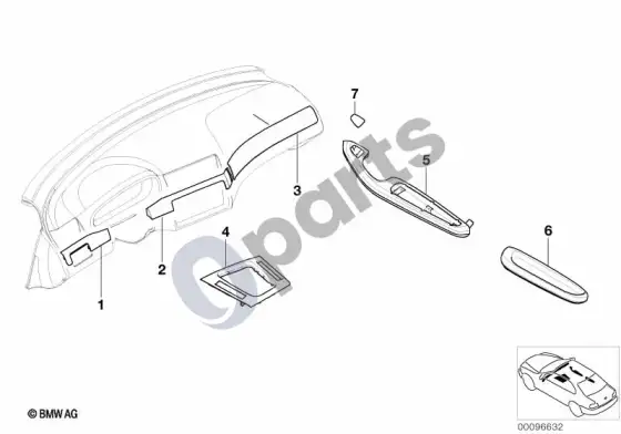 BMW 3 E46 papildomas įrengimas, titan-line interjeras – schema