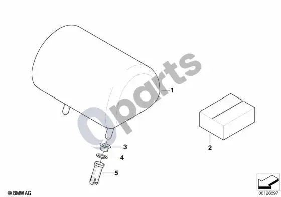 BMW 3 E46 papildomas montavimas, 3-ias galinis galvos atramos elementas – schema