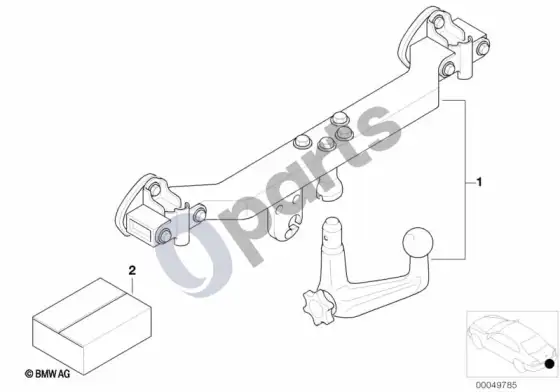 BMW 3 E46 papildomo montavimo komplektas, vilkimo kablys – schema