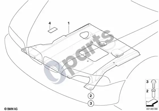 BMW 3 E46 priekinio agregato apsauginė plokštė – schema