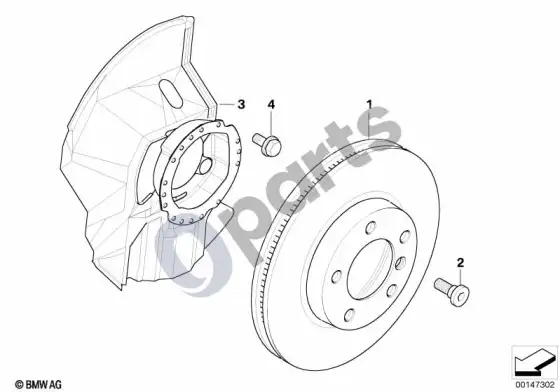 BMW 3 E46 priekinis stabdys / stabdžių diskas – schema