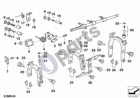 BMW 3 E46 s5d...z vidinės pavarų perjungimo dalys; ... - 2001.09 – schema