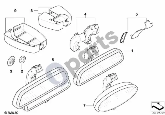 BMW 3 E46 salono veidrodėlis – schema