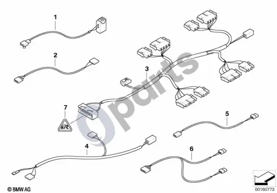 BMW 3 E46 sėdynės laidų komplektas – schema