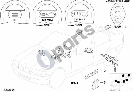 BMW 3 E46 užrakinimas vienu raktu – schema