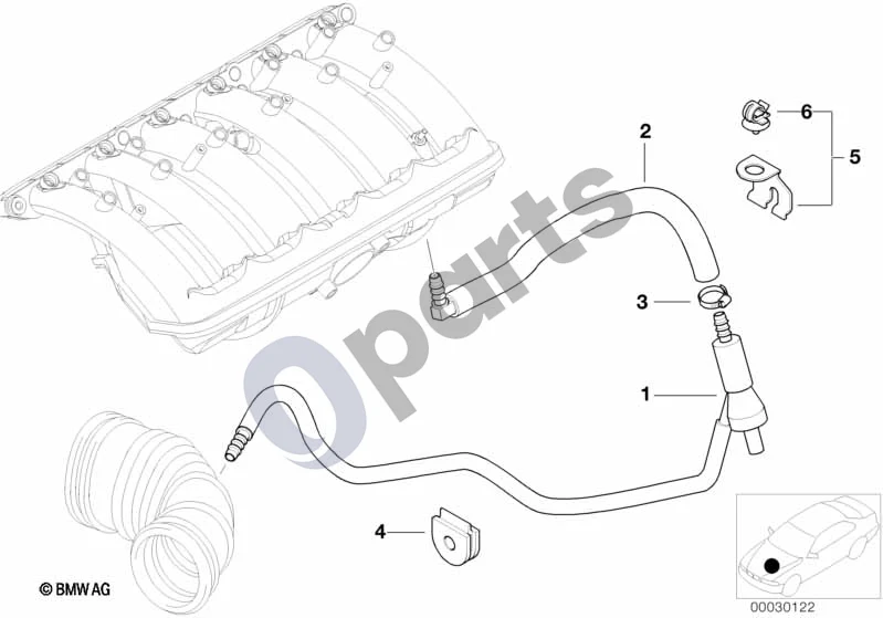 BMW 3 E46 (1998–2005) Vakuuminis valdymas - variklis; 1998.09 - ... schema – pozicija 01: Čiulpiamasis srovinis siurblys