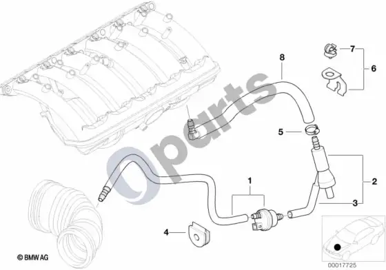 BMW 3 E46 vakuuminis valdymas - variklis; ... - 1998.09 – schema