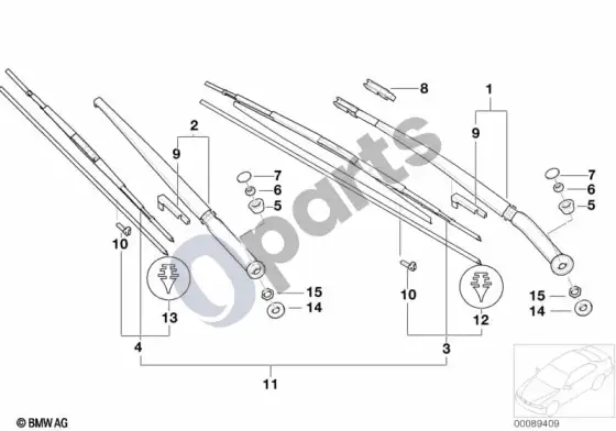 BMW 3 E46 valytuvo svirtis / valytuvo šluotelė – schema