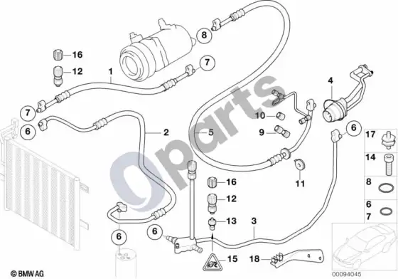 BMW 3 E46 aušinimo skysčio vamzdynai (M54) – schema