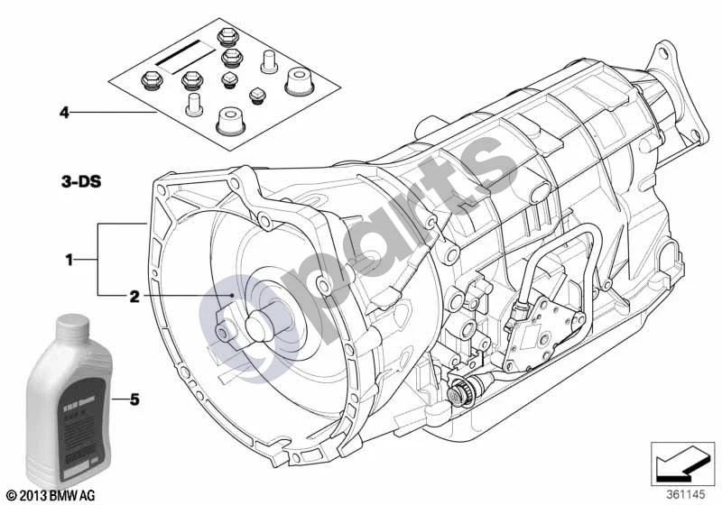BMW 3 E46 (1998–2005) Automatinė pavarų dėžė A5S325Z schema – pozicija 04: Aklių kamščių komplektas