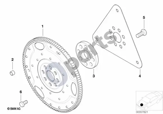 BMW 3 E46 automatinės pavarų dėžės smagratis – schema