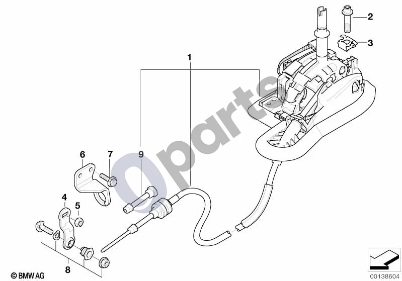 BMW 3 E46 (1998–2005) Automatinės pavarų dėžės Steptronic valdymo dalys schema – pozicija 08: Suveržimo detalių komplektas
