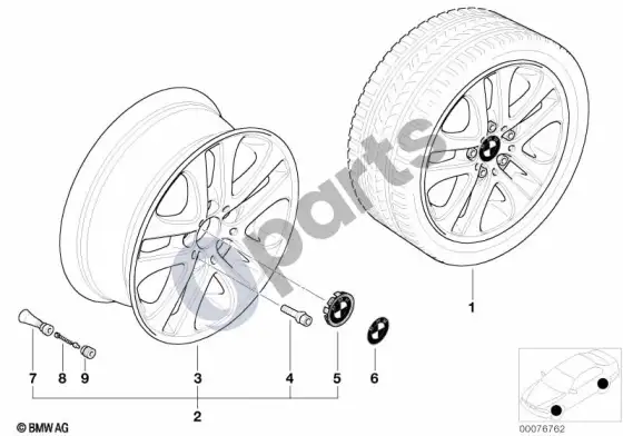 BMW 3 E46 BMW lengvojo lydinio ratlankis, dvigubos stygos 79 – schema