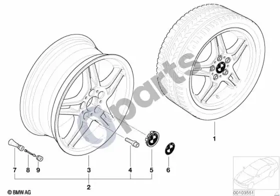BMW 3 E46 BMW lengvojo lydinio ratlankis, dvigubų stipinų 125 – schema