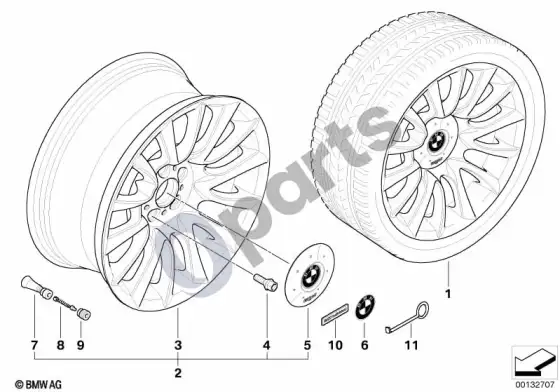 BMW 3 E46 BMW lengvojo lydinio ratlankis individual, v formos stipinų 152 – schema