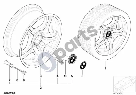 BMW 3 E46 BMW lengvojo lydinio ratlankis, m dvigubos stygos 68 – schema