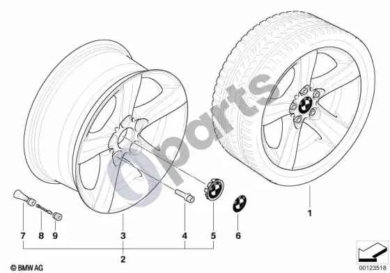 BMW 3 E46 BMW lengvojo lydinio ratlankis, žvaigždinės stygos 119 – schema