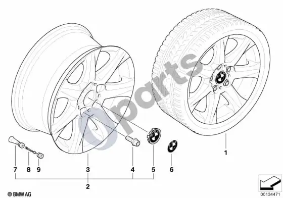 BMW 3 E46 BMW lengvojo lydinio ratlankis, žvaigždinės stygos 170 – schema