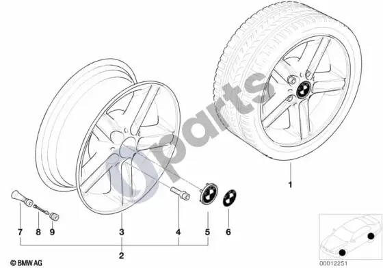 BMW 3 E46 BMW lengvojo lydinio ratlankis, žvaigždinės stygos 43 – schema