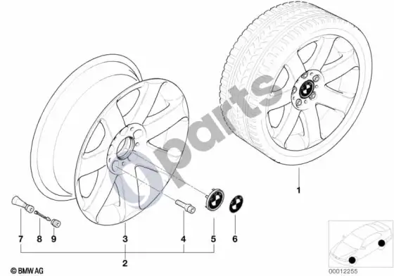 BMW 3 E46 BMW lengvojo lydinio ratlankis, žvaigždinės stygos 44 – schema
