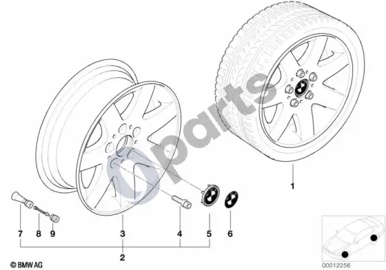 BMW 3 E46 BMW lengvojo lydinio ratlankis, žvaigždinės stygos 45 – schema
