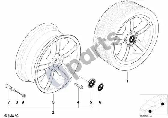 BMW 3 E46 BMW lengvojo lydinio ratlankis, žvaigždinės stygos 55 – schema
