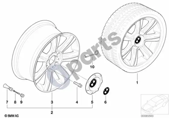 BMW 3 E46 BMW lengvojo lydinio ratlankis, žvaigždinės stygos 96 – schema