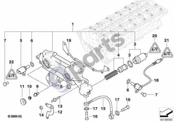 BMW 3 E46 cilindrų galvutė vanos (M54) – schema