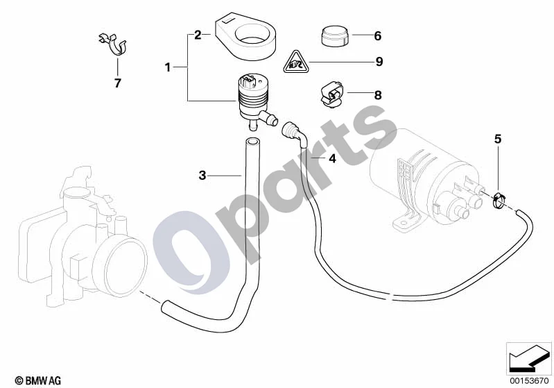 BMW 3 E46 (1998–2005) Degalų bako vėdinimo vožtuvas (M54) schema – pozicija 08: Kabelio segtukas