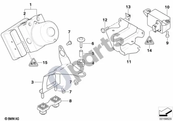 BMW 3 E46 DSC hidraulinis blokas/tvirtinimas/jutikliai – schema