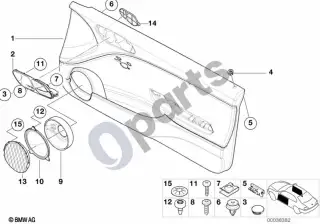 BMW 3 E46 (1998–2005) Durų apmušalas – schema