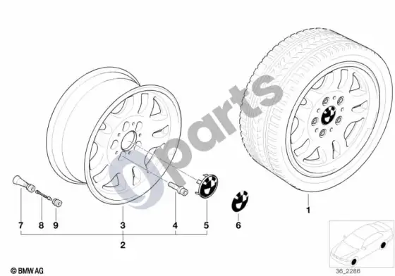 BMW 3 E46 dviejų stipinų dizainas (styl. 30) – schema
