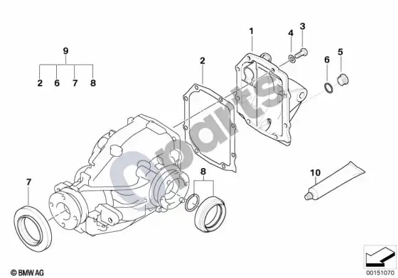 BMW 3 E46 galinės pavaros tarpiklių komplektas – schema