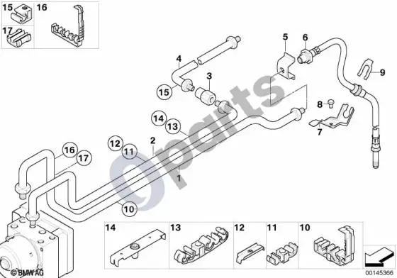 BMW 3 E46 galinis stabdžių vamzdelis DSC – schema