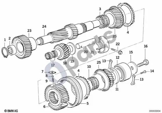 BMW 3 E46 gs5s31bz(smg) tarpinis velenas/atbulinė pavara – schema