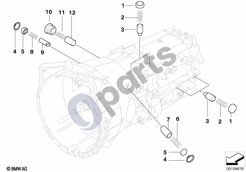 BMW 3 E46 (1998–2005) GS6-37BZ/DZ pavarų perjungimo dalys schema – pozicija 11: Gniuždomoji spyruoklė