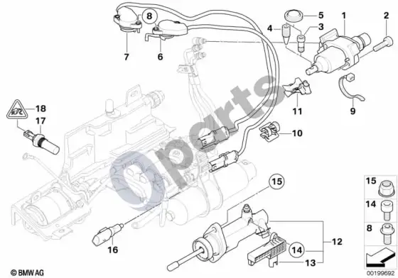 BMW 3 E46 gs6s37bz(smg) vykdiklis / jutikliai – schema