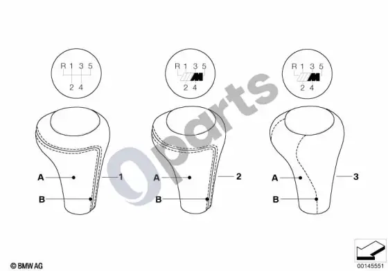 BMW 3 E46 individuali odinė pavarų perjungimo rankenėlė – schema