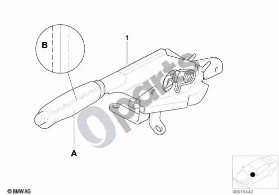 BMW 3 E46 individuali rankinio stabdžio svirtis, oda – schema