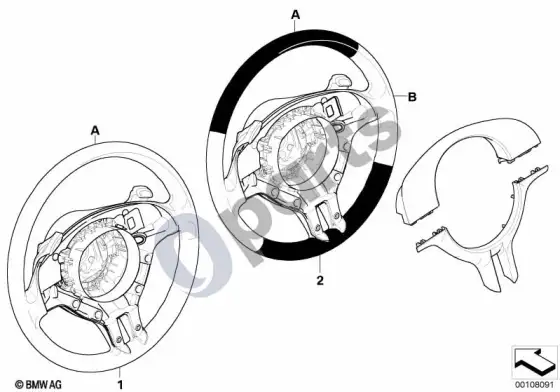BMW 3 E46 individualus sportinis vairas, oro pagalvė, SA 206 – schema