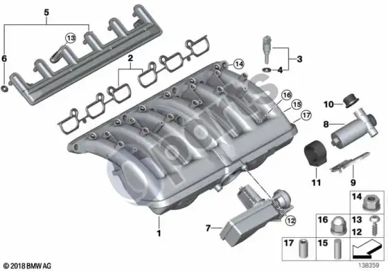 BMW 3 E46 įsiurbimo kolektoriaus sistema (M54) – schema