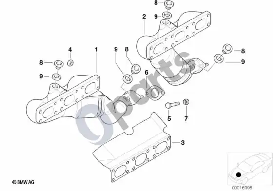 BMW 3 E46 išmetimo kolektorius su katalizatoriumi (M54) – schema