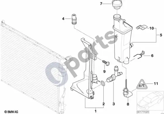 BMW 3 E46 išsiplėtimo bakelis, automatinė pavarų dėžė (M54) – schema