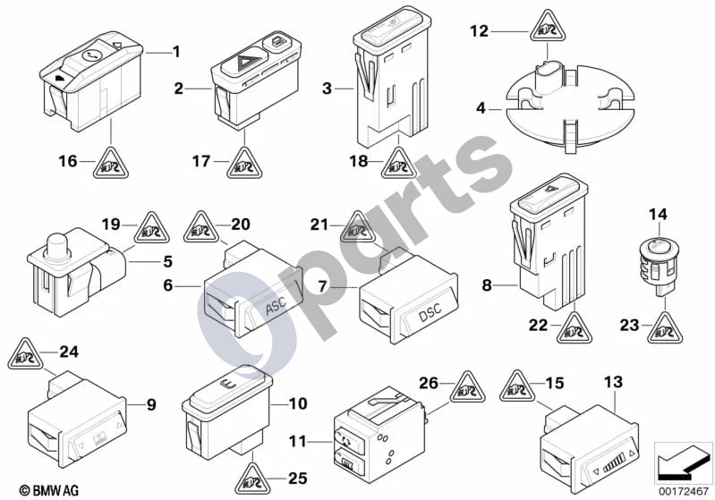 BMW 3 E46 (1998–2005) Įvairūs jungikliai schema – Lizdinis kontaktas MQS su laidu (0,5-0,75 MM² AG)
