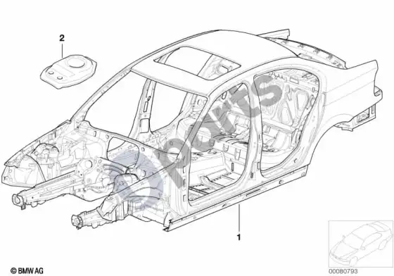 BMW 3 E46 kėbulo karkasas – schema