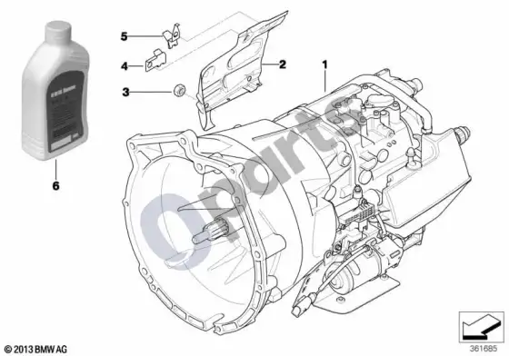 BMW 3 E46 mechaninė pavarų dėžė GS5S31BZ (SMG) – schema